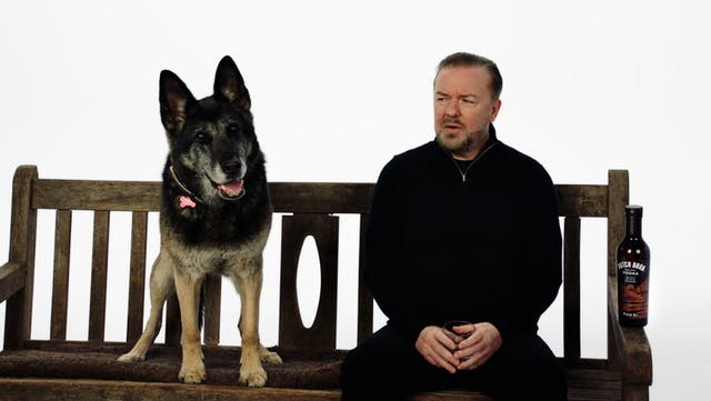 <p>Ricky Gervais reunites with beloved dog from After Life.</p>