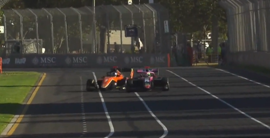 Formula 3 driver Nikola Tsolov (right) crashed into Alex Dunne (left) at the Australian Grand Prix