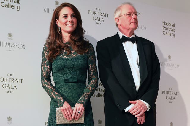 <p>Sir William Proby pictured with Kate Middleton </p>