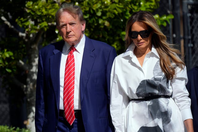 <p>Donald and Melania Trump pictured on 19 March 2024. She has been notably absent from the 2024 election campaign </p>