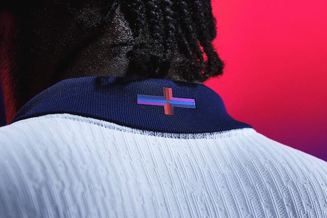 Nike has altered the appearance of the St George’s Cross using purple and blue horizontal stripes (Nike Handout/PA)