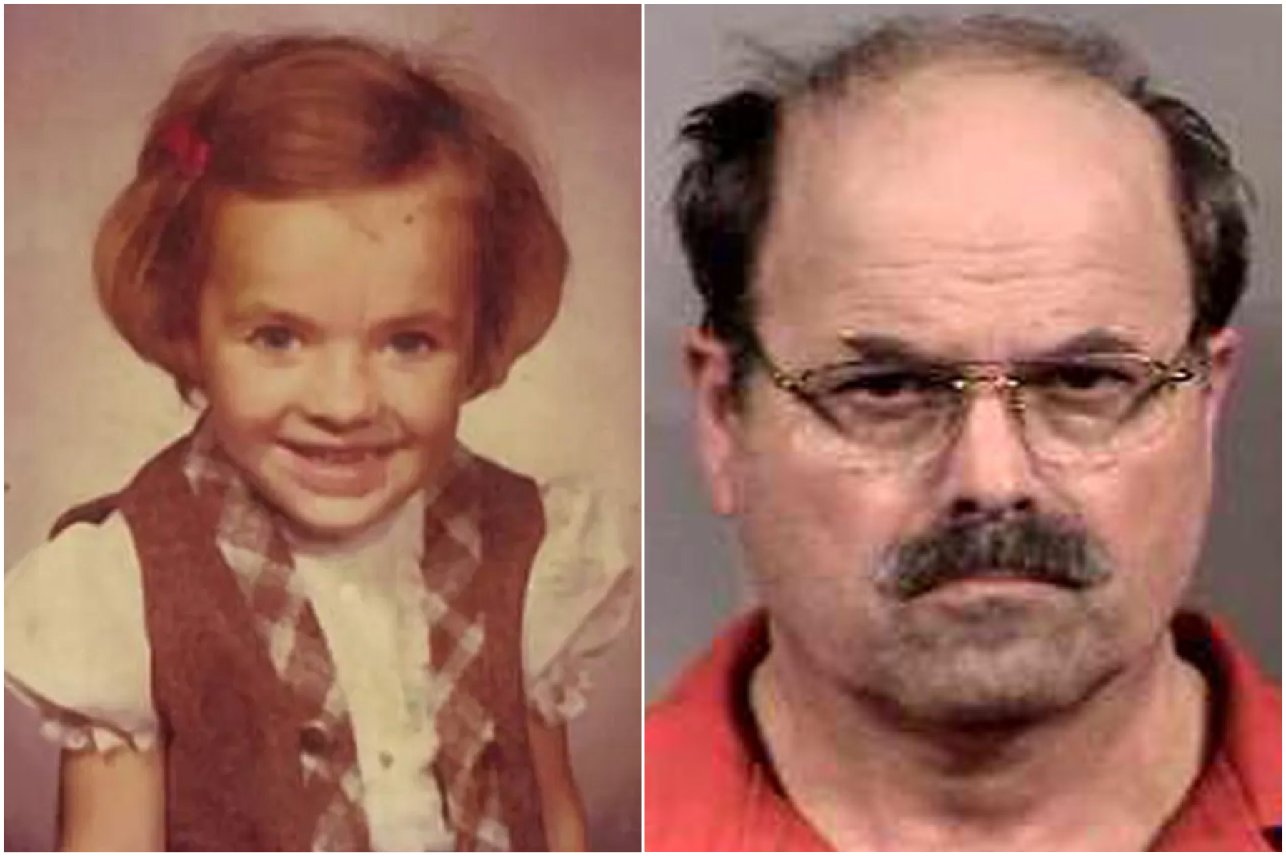 Shawna Garber as a child and Dennis Rader, who was questioned in her 1990 murder