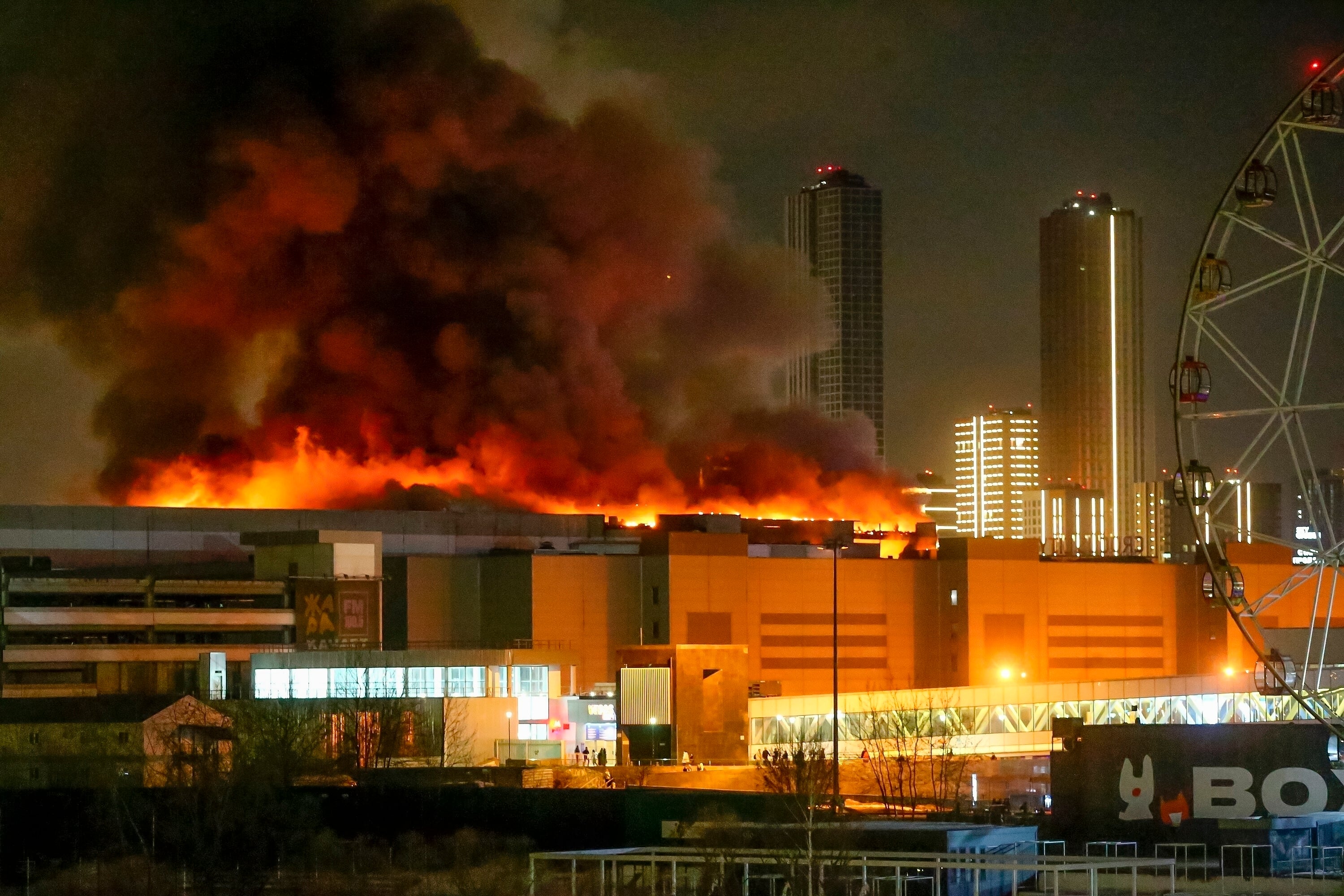 A massive blaze at Crocus City Hall on Friday evening