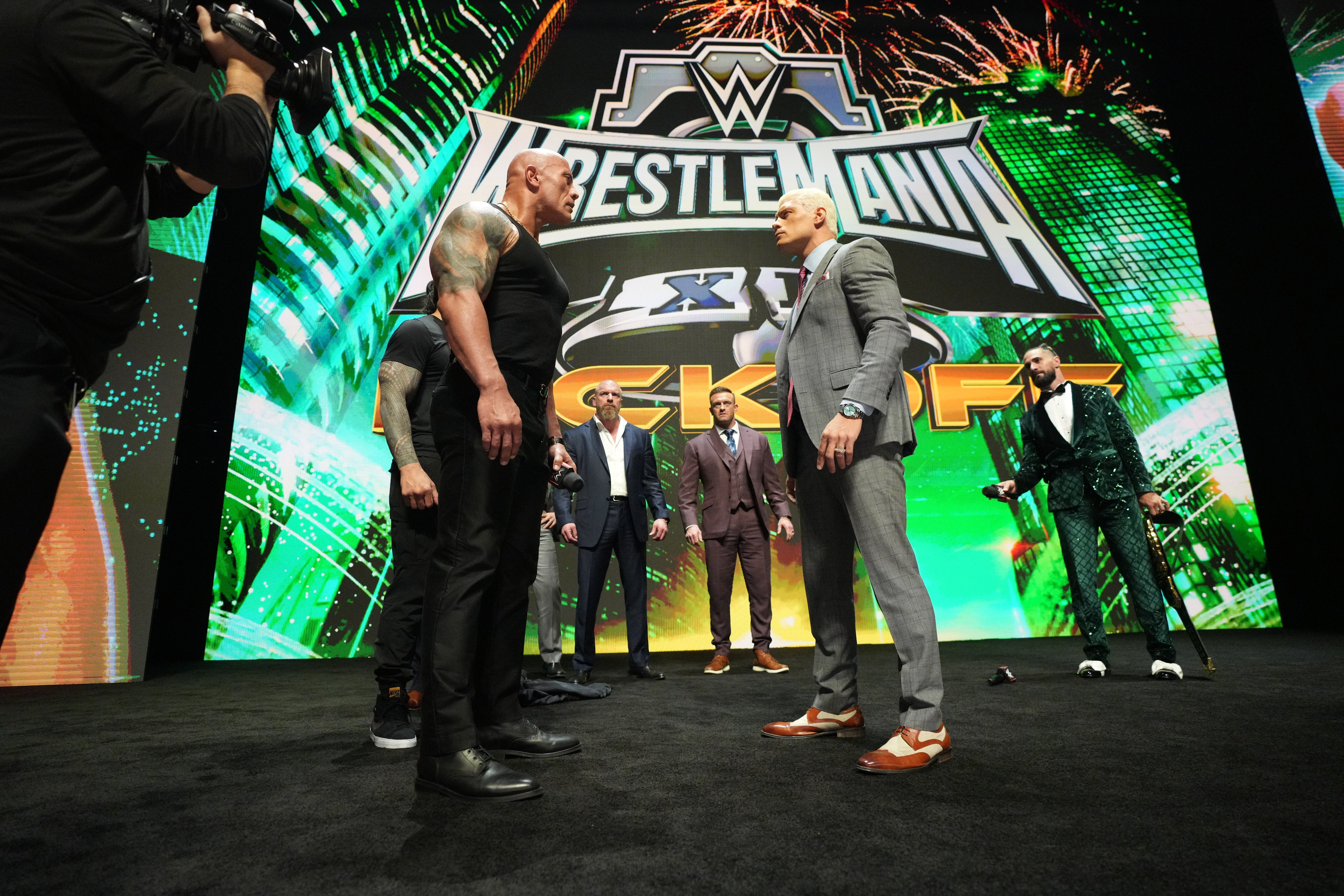 The Rock and Cody Rhodes will meet in a tag-team match, partnering Roman Reigns and Seth Rollins respectively