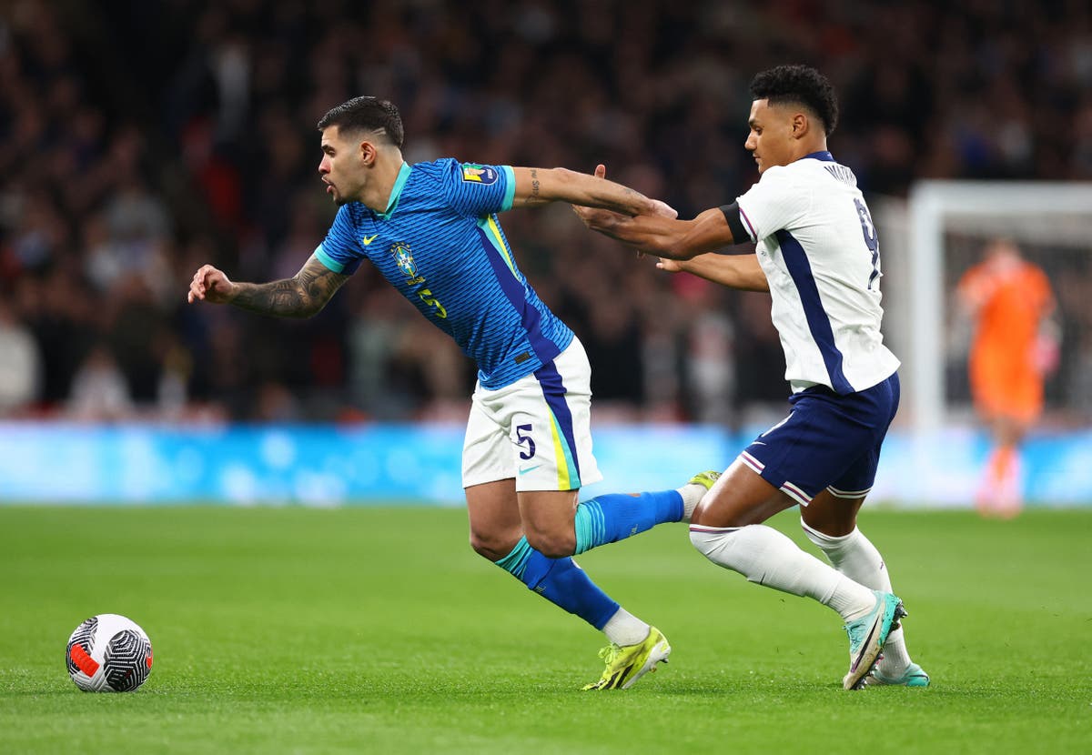 England vs Brazil LIVE: Latest score and goal updates as Ollie Watkins fires over in Wembley friendly tonight