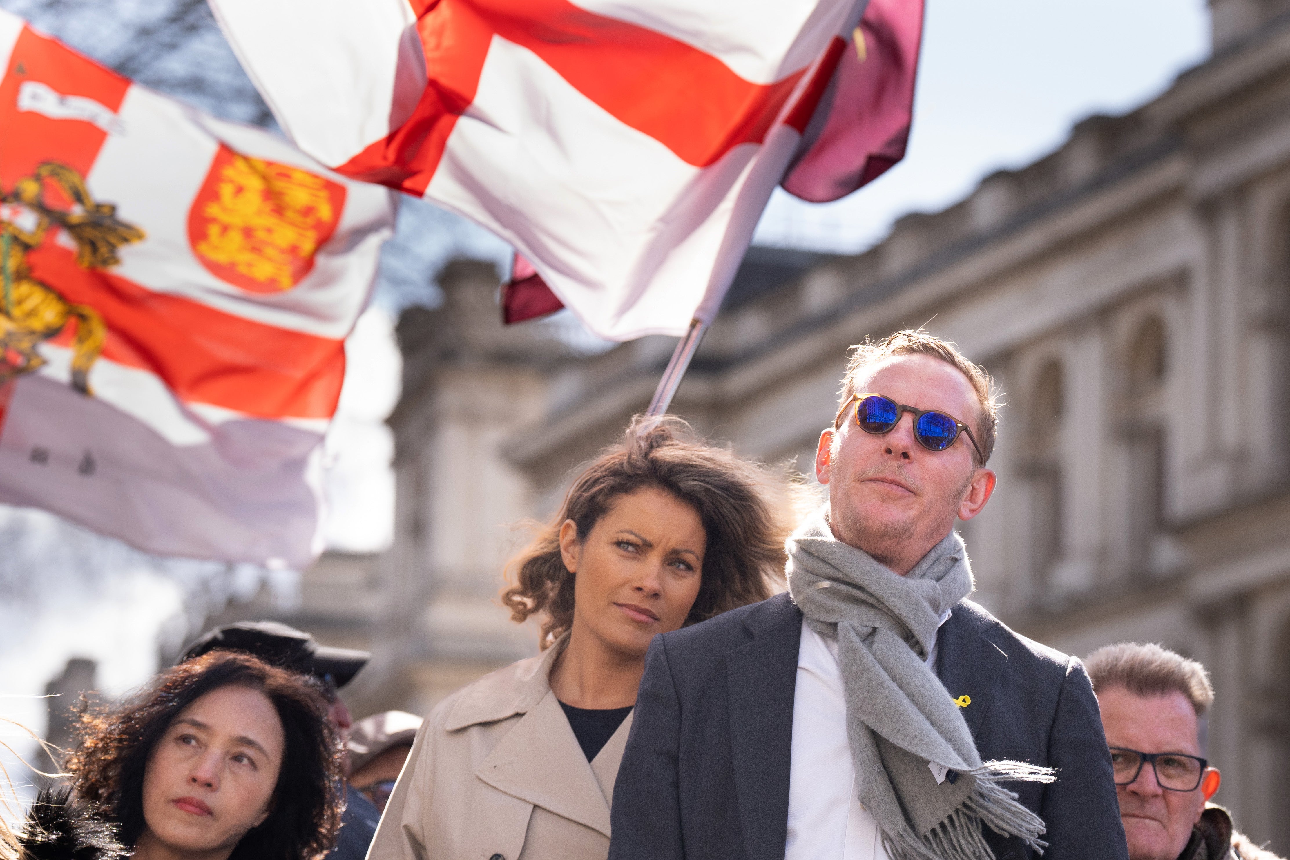 Laurence Fox with girfriend Elizabeth ‘Liz’ Barker attending the ‘Rally for British Culture’ protest, organised by Turning Point UK, at the Cenotaph in Whitehall, London