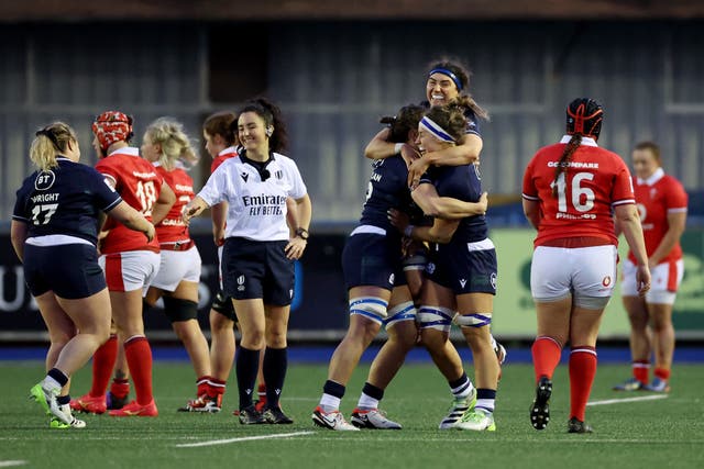 <p>Scotland celebrate after holding on against Wales </p>