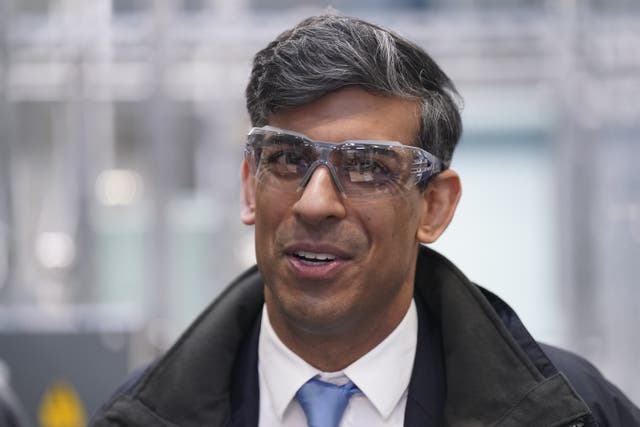 Prime Minister Rishi Sunak during a visit to BAE Systems Submarines in Barrow-in-Furness, Cumbria (Danny Lawson/PA)