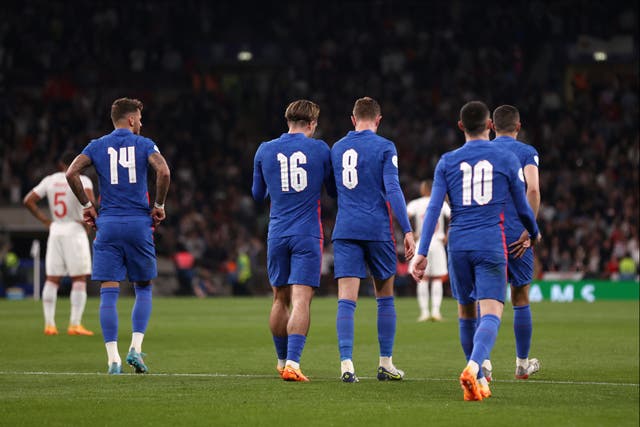 <p>England’s men previously sported nameless shirts in an encounter with Switzerland in March 2022  </p>