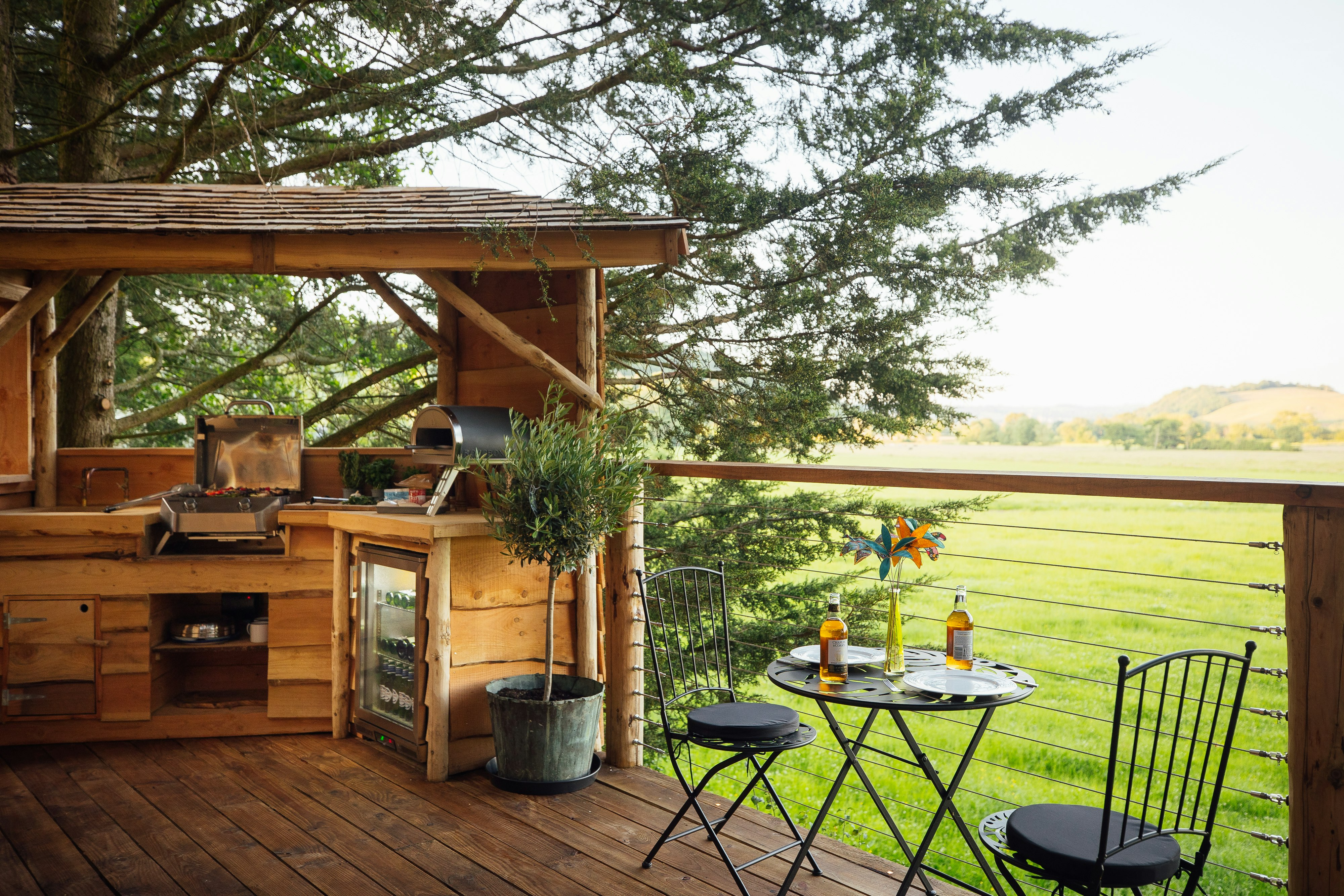 A Finnish sauna and a pizza oven await in the Somerset treetops