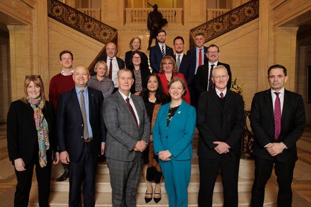 Assembly Speaker Edwin Poots (front, third from left) with a group of cross-party delegation MPs (Liam McBurney/PA)