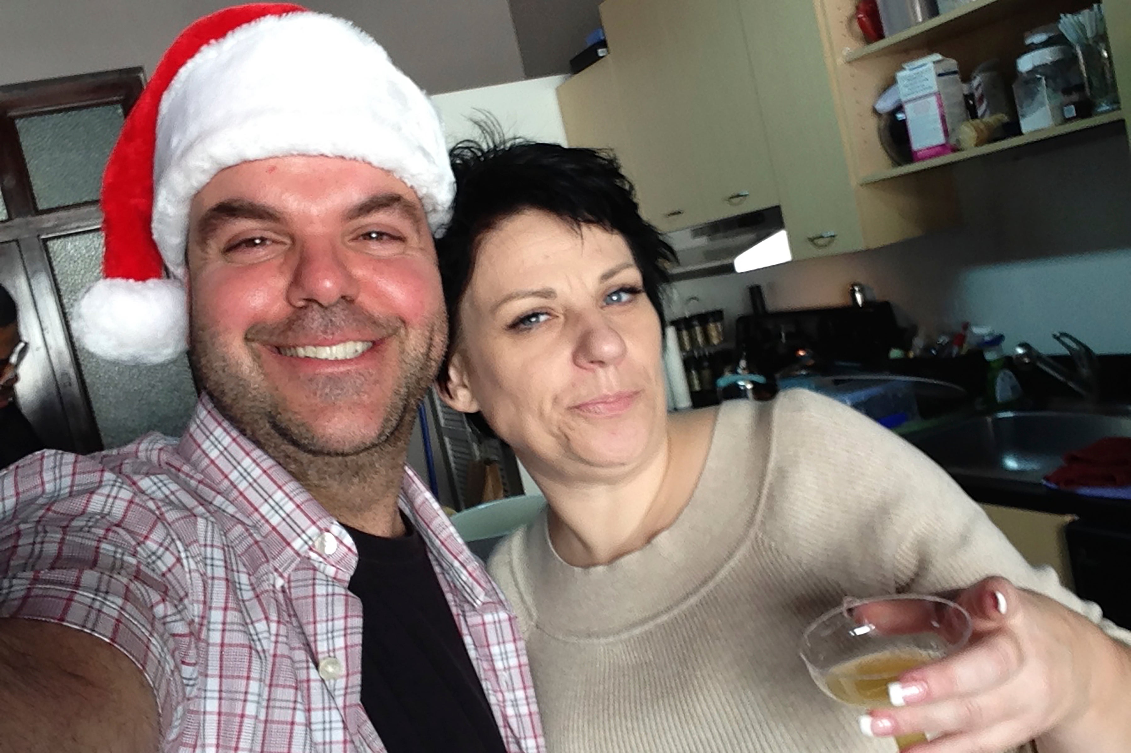 In this image provided by Johnathan Walton, Walton and Marianne “Mair” Smyth pose for a selfie in December 2013