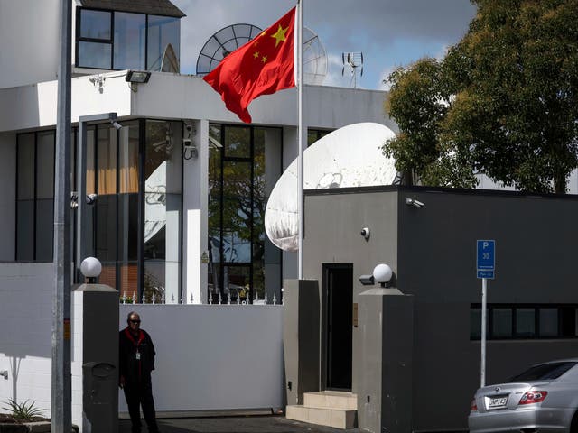 <p>The Chinese flag flies at the Chinese Consulate in Auckland, New Zealand</p>
