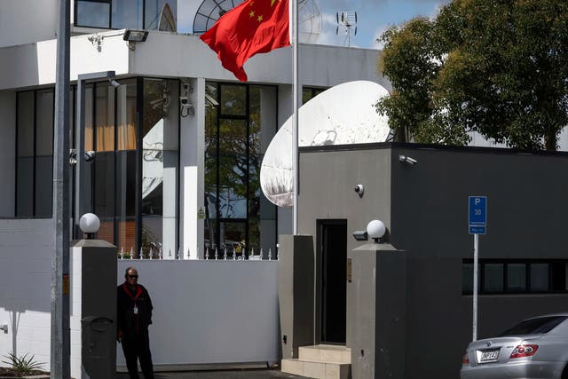 <p>The Chinese flag flies at the Chinese Consulate in Auckland, New Zealand</p>