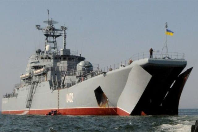 <p>The Ukrainian Armed Forces attacked the ship Konstantin Olshansky, seized by Russians in Crimea in 2014</p>
