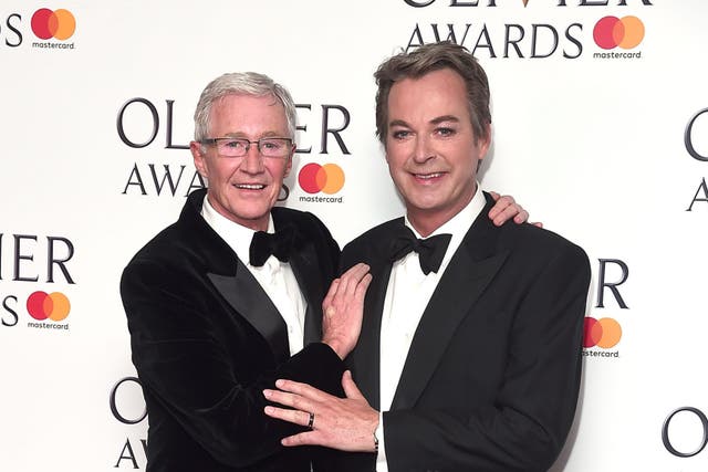 <p>Paul O’Grady and Julian Clary at the Olivier Awards in 2017</p>
