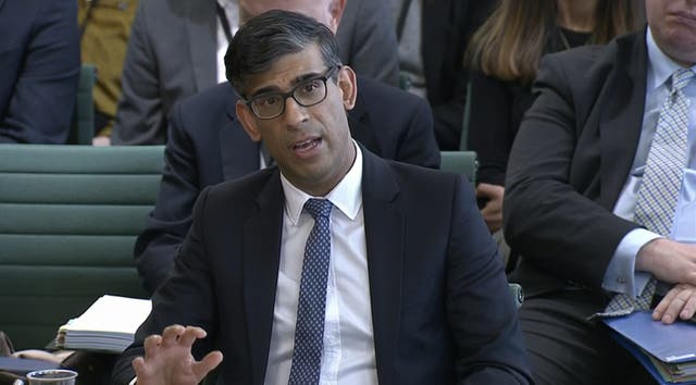 <p>Rishi Sunak appearing before the Commons Liaison Committee at the House of Commons</p>
