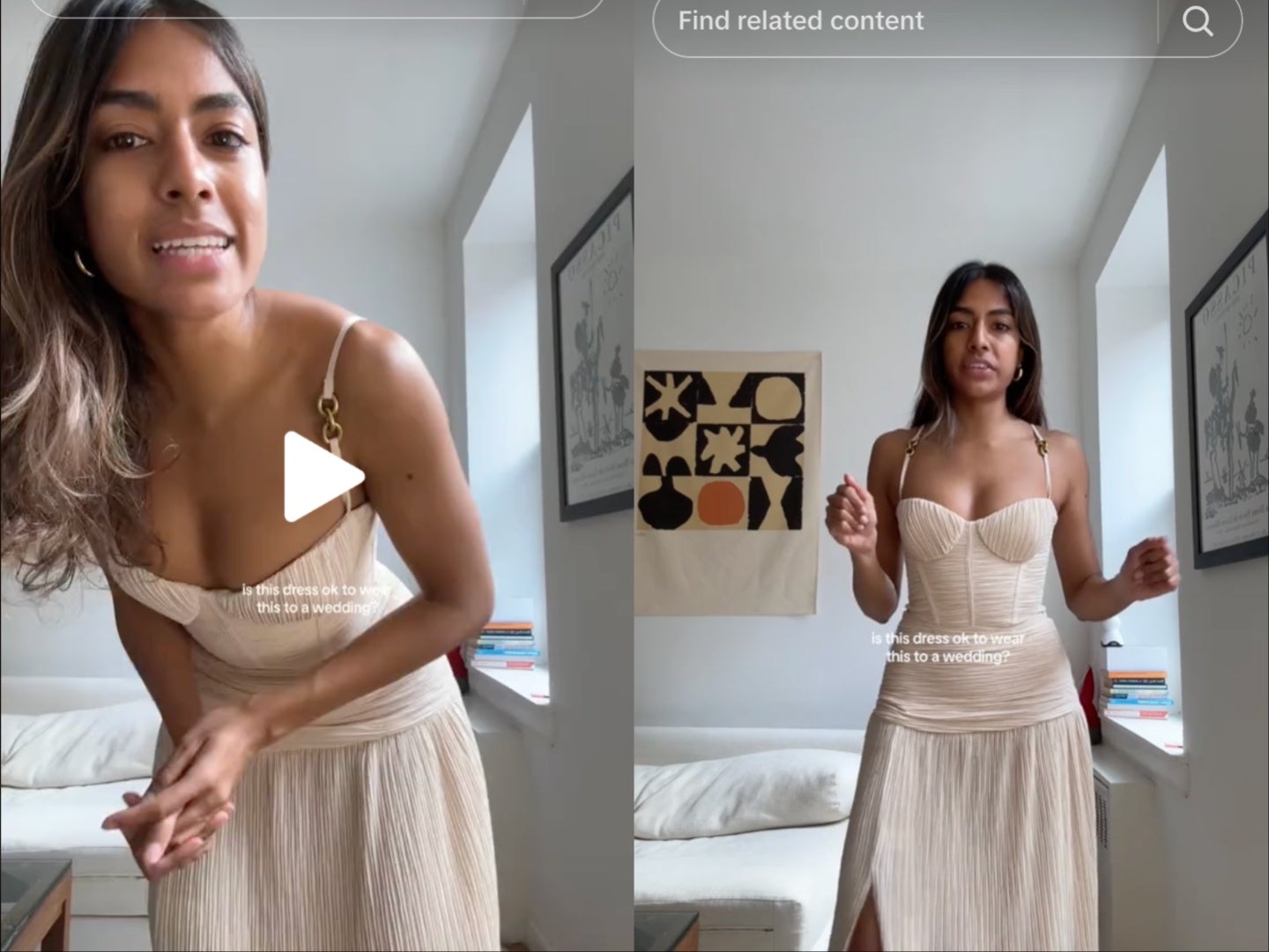 <p>Woman questions if her dress is too white for a wedding</p>