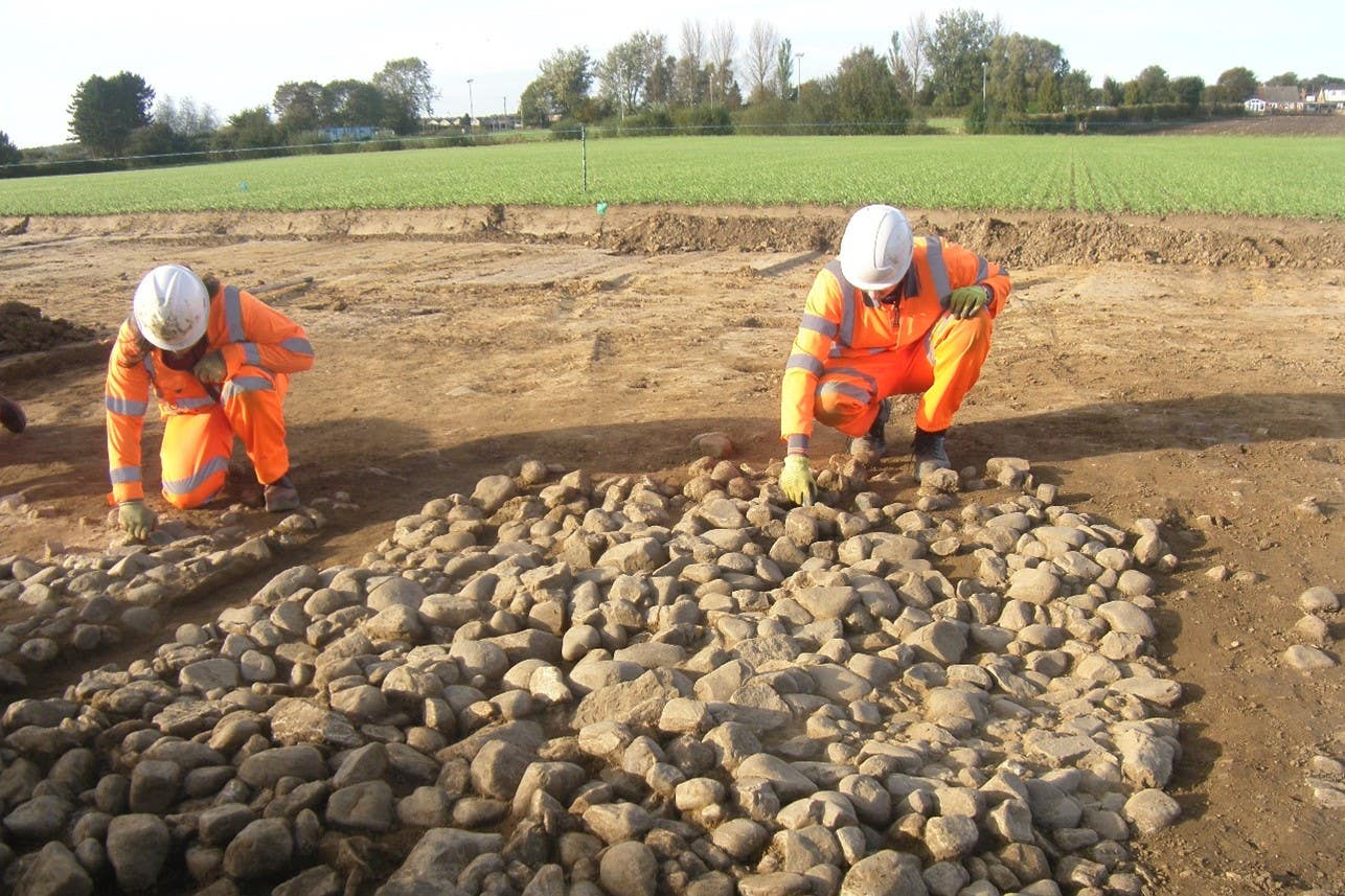 A 4,500-year-old burial has been found as part of the construction of a sewer for a new prison (Yorkshire Water/PA)