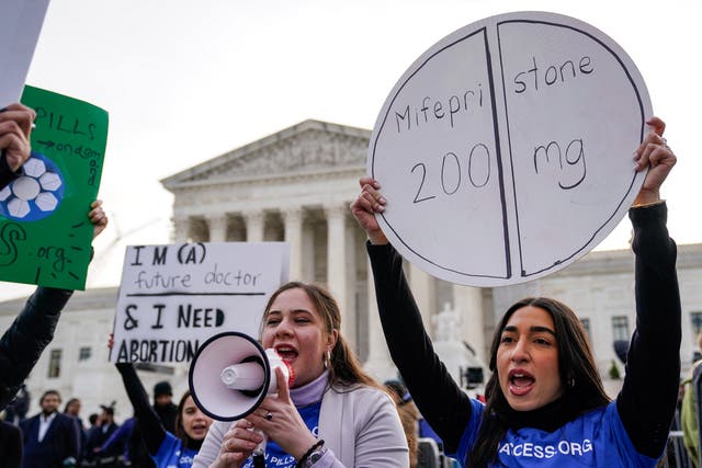 <p>Abortion rights activist rally in front of the US Supreme Court on 26 March 2024, in Washington, DC</p>