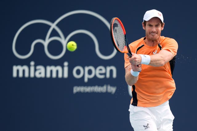 Andy Murray hits a backhand during his match against Tomas Machac (Rebecca Blackwell/AP)
