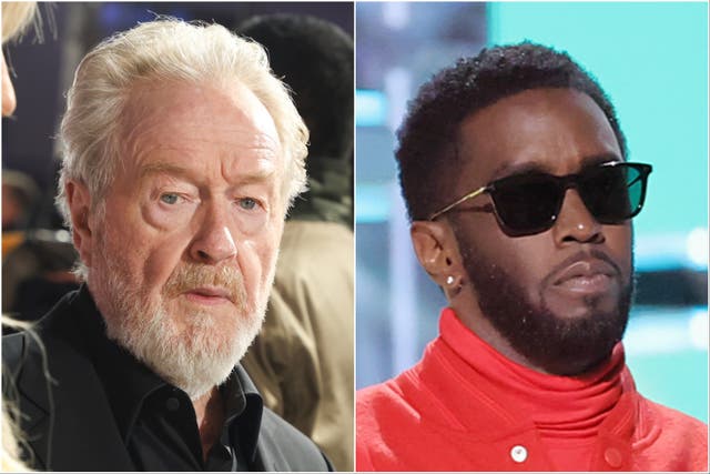 <p>Ridley Scott (left) and Sean ‘Diddy’ Combs</p>