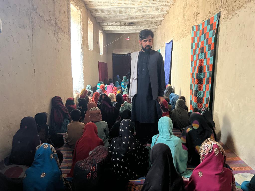 Wesa during an outreach programme in a secret school inside rural Afghanistan before the Taliban arrested him