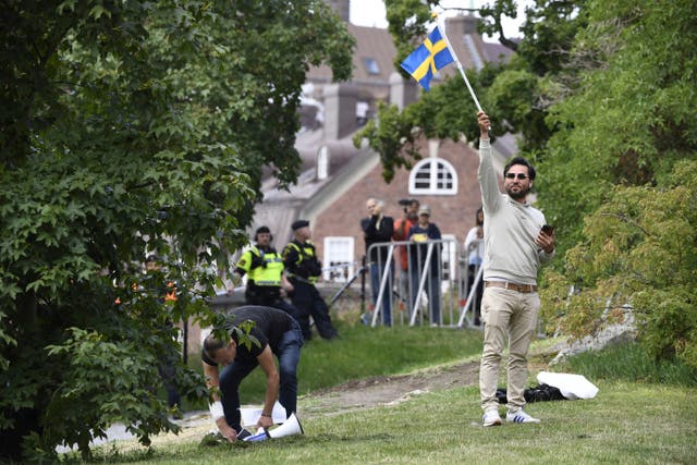 Sweden Quran Burnings Protester