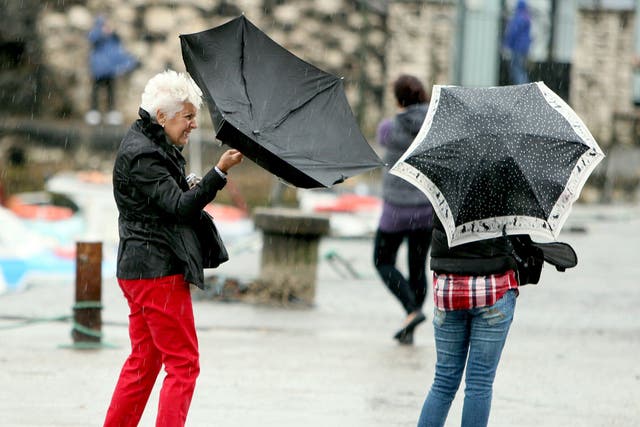 The Met Office said there was a ‘small chance’ of injuries and risk to life as a result of the strong winds and large waves, as well as the possibility of hail and thunder (Paul Faith/PA)