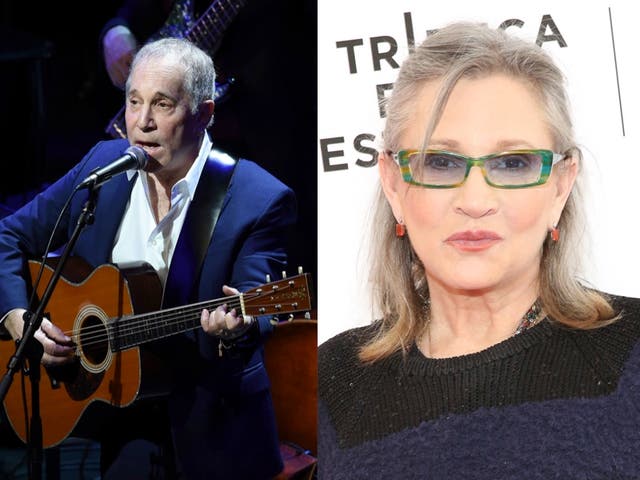 <p>Paul Simon and Carrie Fisher were married btween 1983 and 1984 </p>