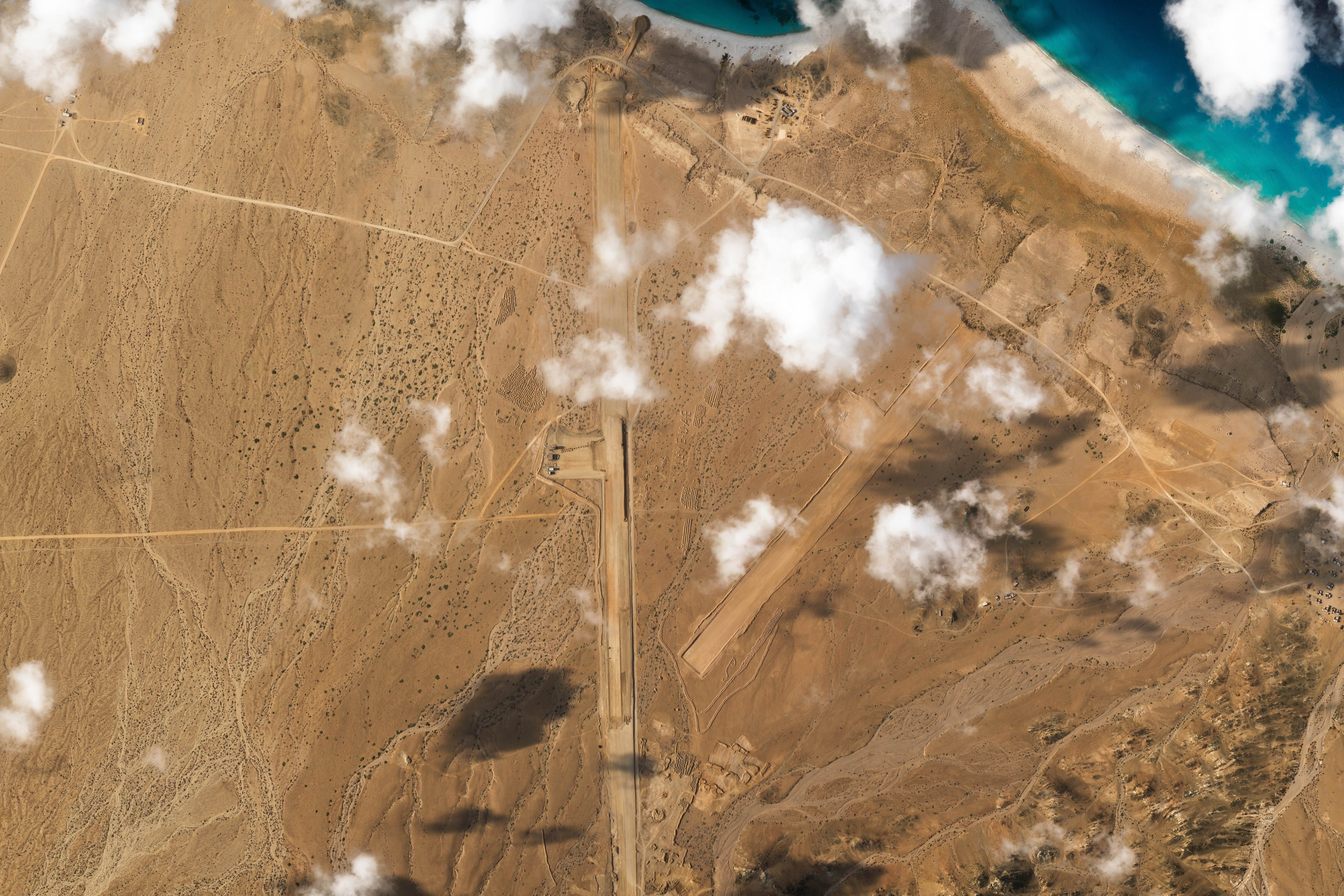 This satellite photo captured by Planet Labs PBC shows the construction of an airstrip on Abd al-Kuri Island, Yemen