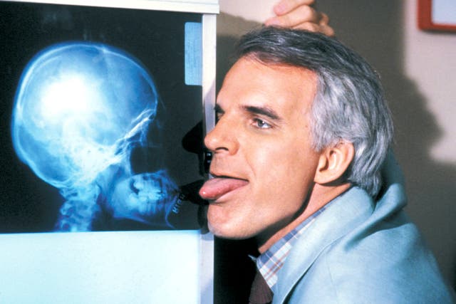 <p>Got it licked: Steve Martin in ‘The Man with Two Brains’ </p>