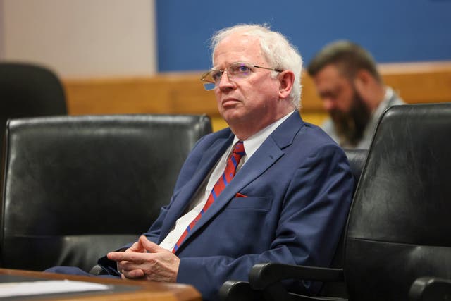 <p>John Eastman sits in Fulton Superior Court in Atlanta during a hearing on January 19, 2023 in Atlanta, Georgia</p>