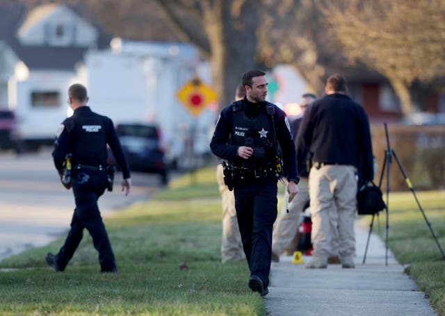 <p>Police investigate stabbings Wednesday, 27 March 2024, in Rockford, Illinois that left several people dead and others injured</p>