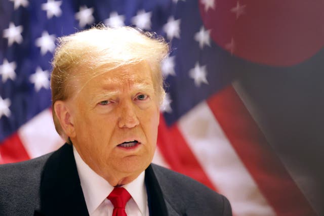 <p>Former President Donald Trump speaks during a press conference at 40 Wall Street after a pre-trial hearing on March 25, 2024 in New York City.</p>
