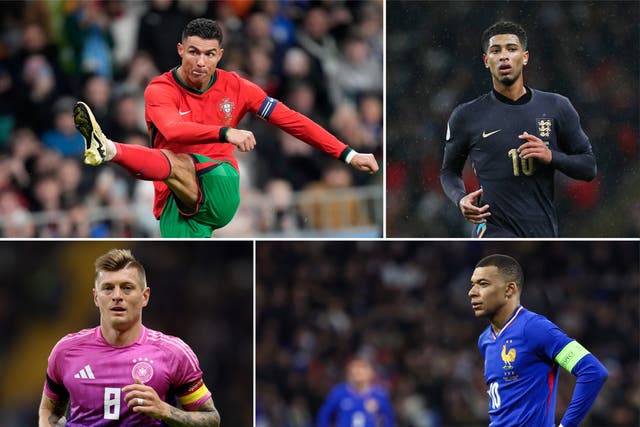 <p>Clockwise from top-left: Portugal, Germany, France and England are in contention</p>