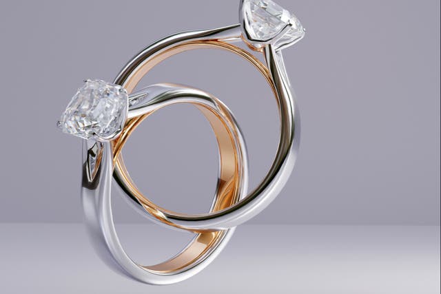 <p>Two engagement rings </p>