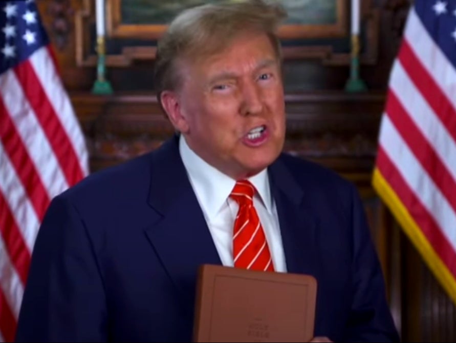 Donald Trump shilling Bibles