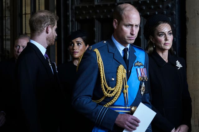 <p>Prince William, Kate, Princess of Wale, Prince Harry, and Meghan, Duchess of Sussex</p>