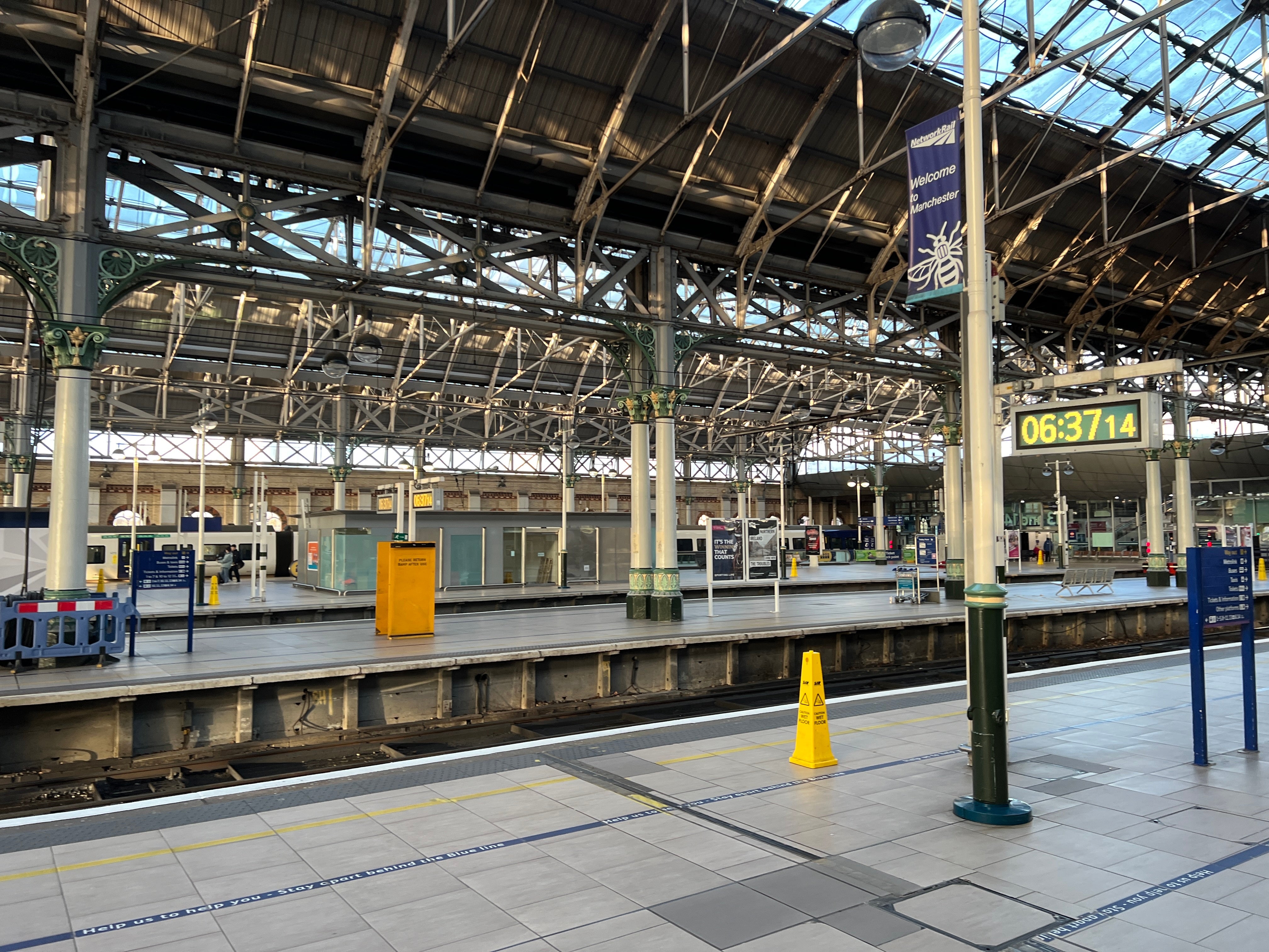 One of the UK’s busiest rail hubs, Manchester Piccadilly, is extremely quiet this morning