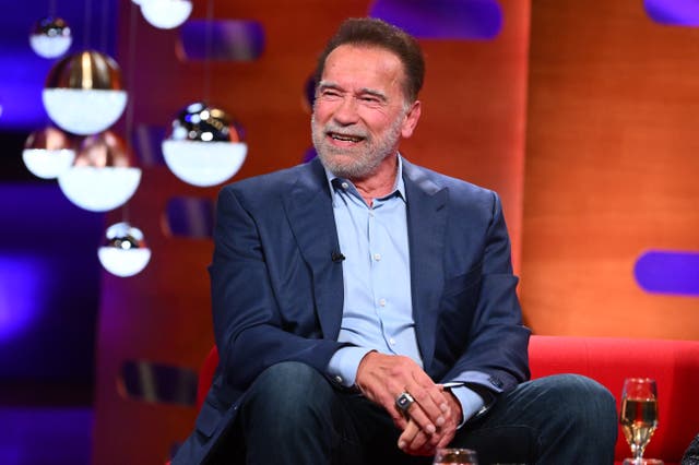 <p>Arnold Schwarzenegger pictured in October 2023 as he promotes the second season of his Netflix show</p>