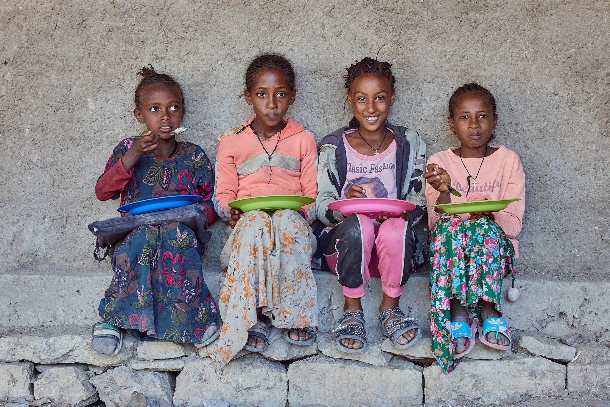 Children eating Mary’s Meals at Beati-Akor Primary School, Tigray, Ethiopia