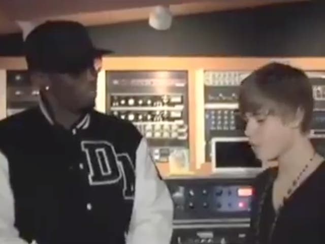 <p>Diddy with Justin Bieber in the recording studio</p>