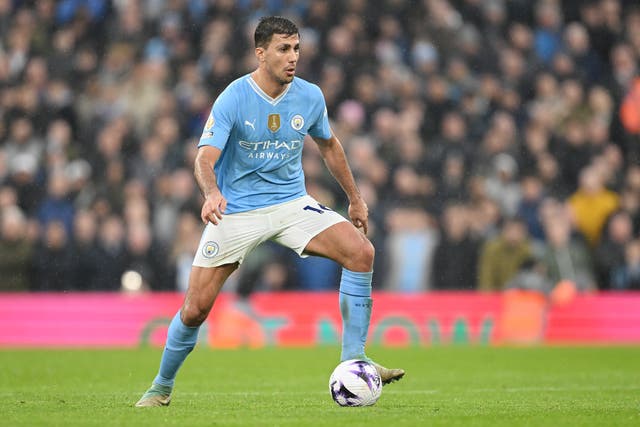 <p>Rodri will be a key figure for Manchester City against Arsenal on Sunday</p>
