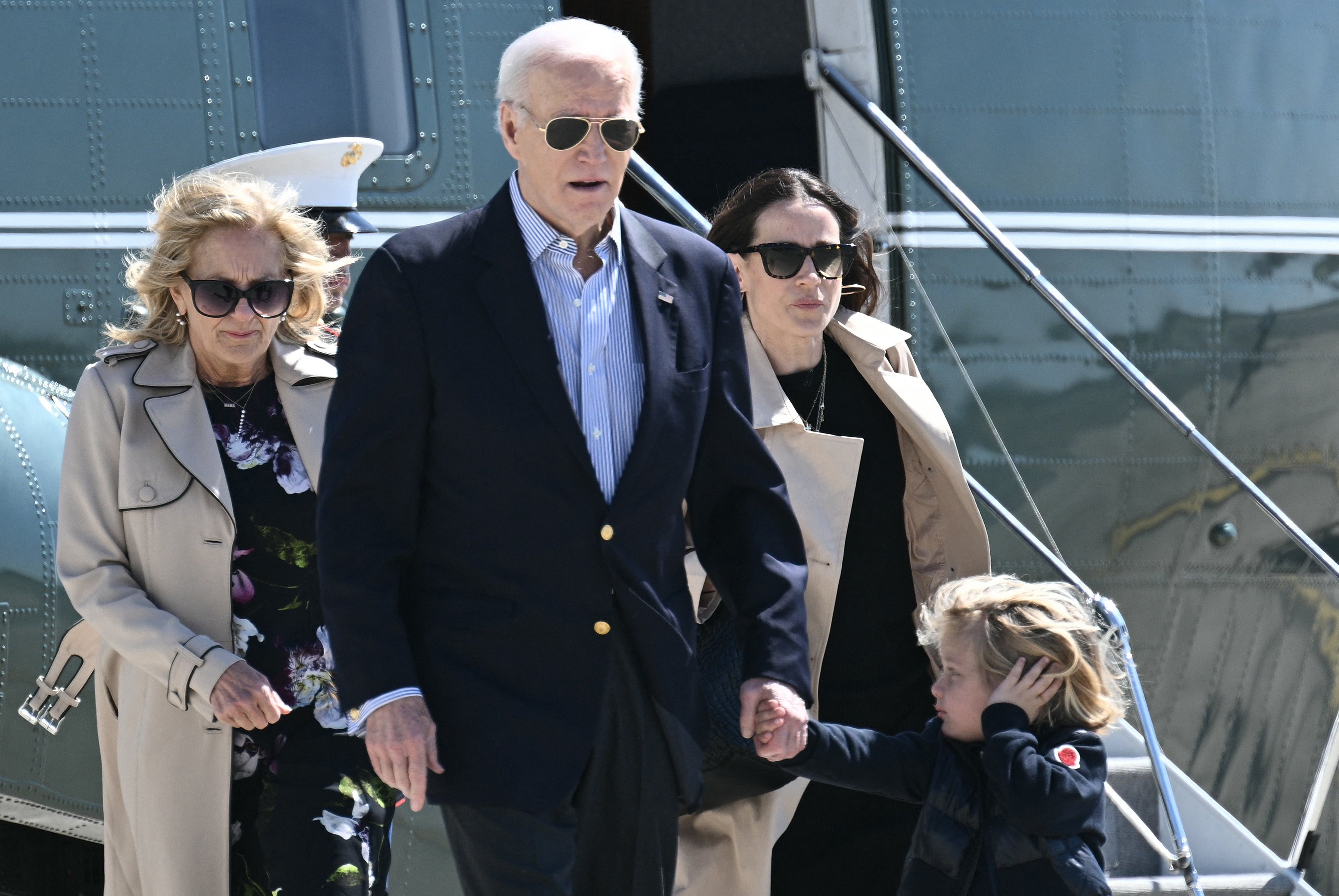 <p>President Joe Biden and his family disembark from Marine One </p>