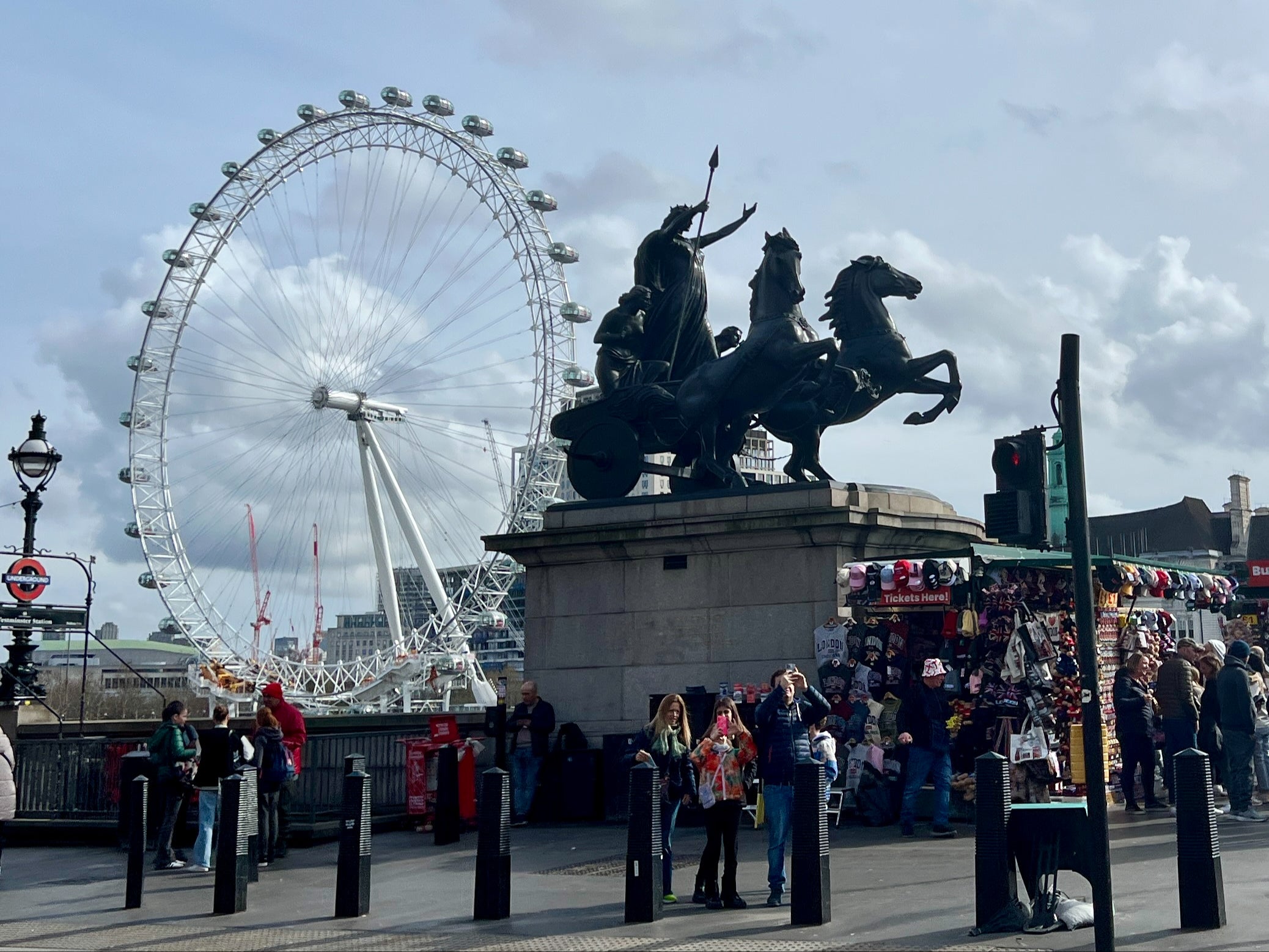 View from a bridge: Tourists, Boudicca and the London Eye as seen from Westminster, in the crime capital