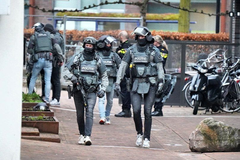 Police and emergency services are deployed in the centre of Ede in the Netherlands