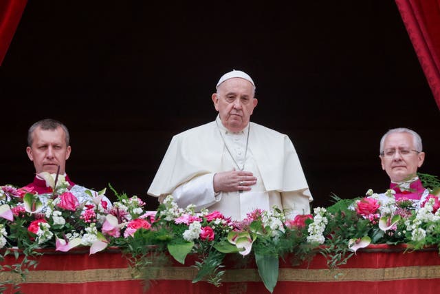 <p>Pope Francis, 87, overcame concerns about his health to preside over Easter Sunday Mass</p>