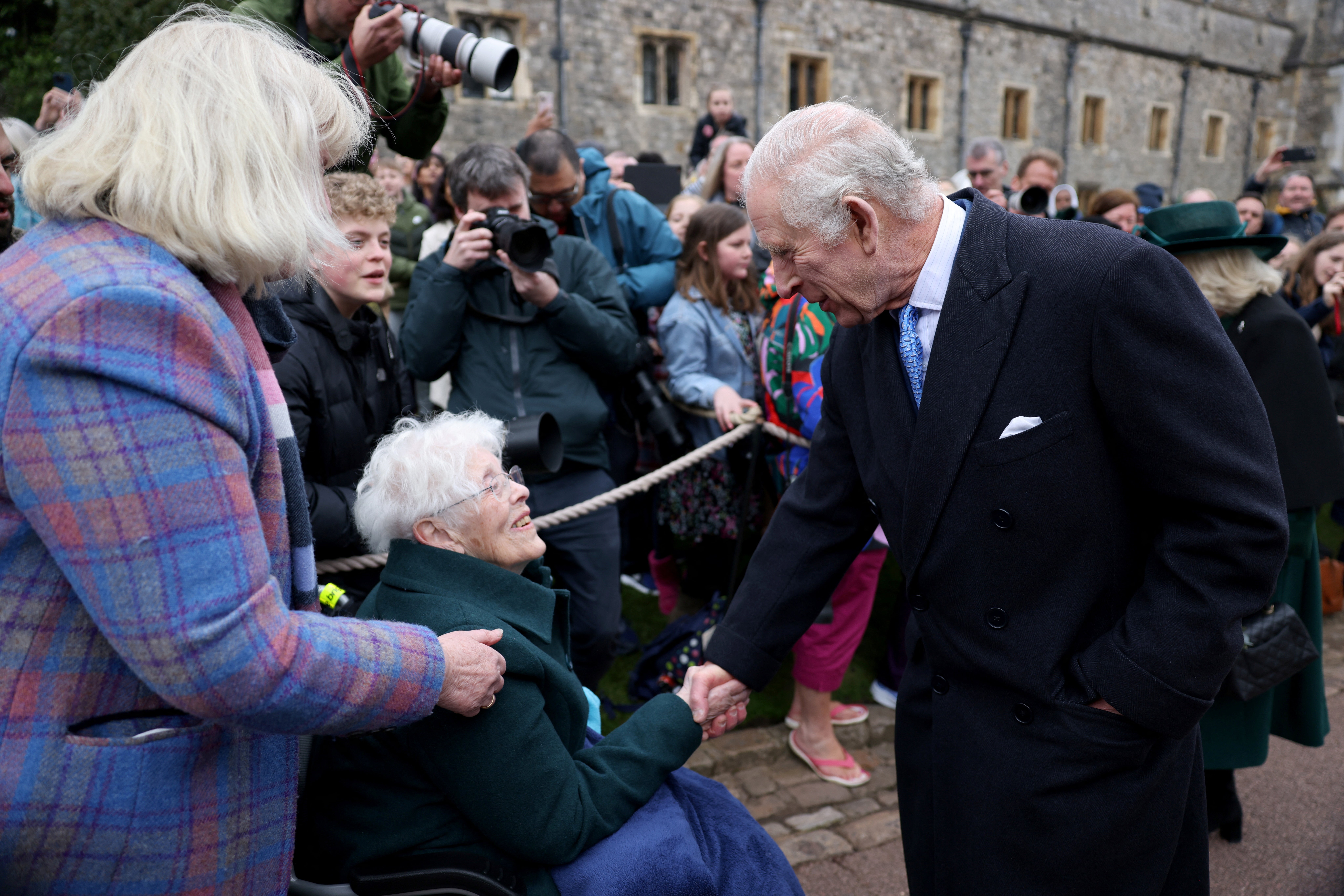 King Charles meets members of the public following the Easter service