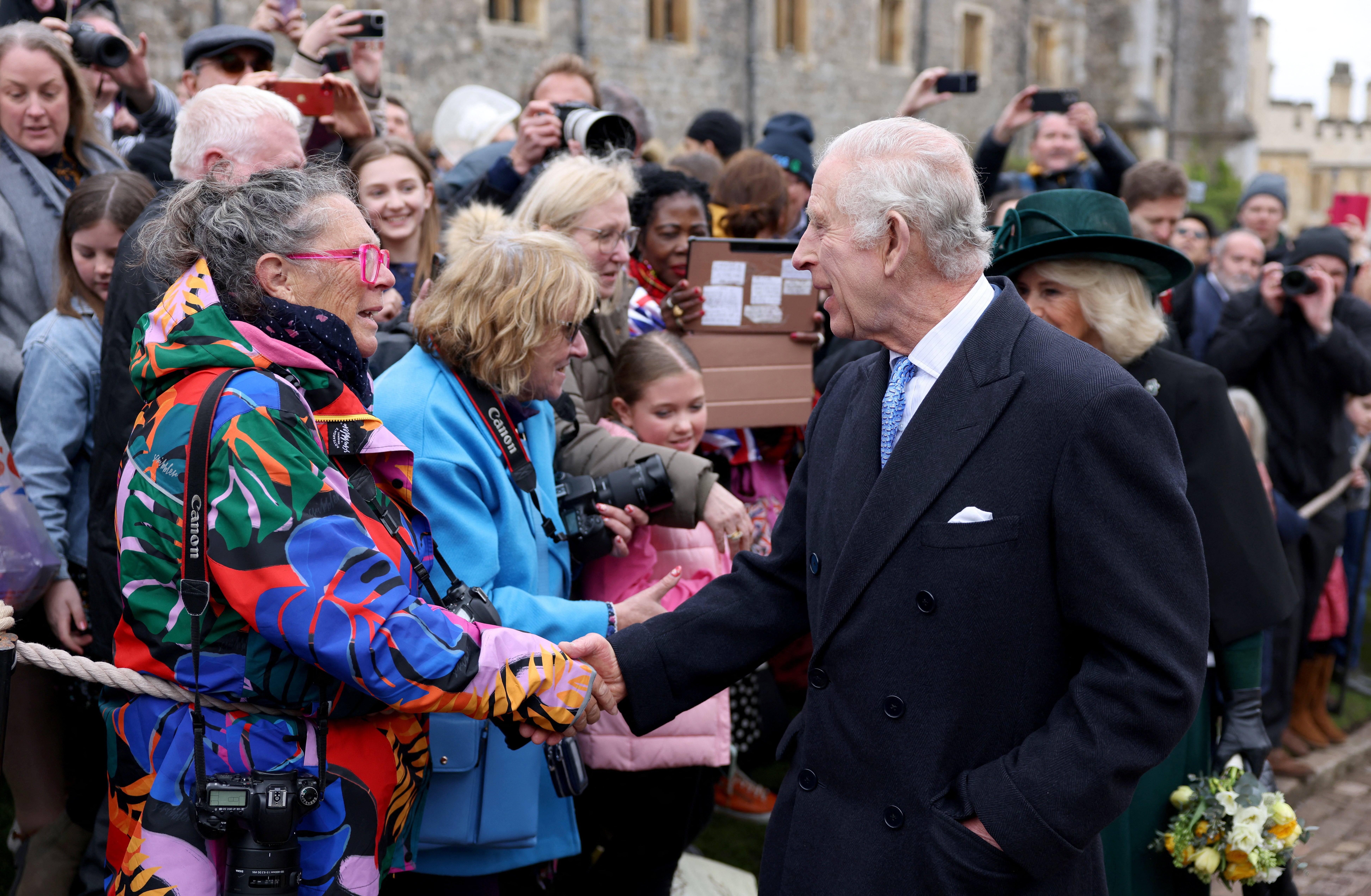 People who greeted the King said he “looked well” and was in “good spirits”